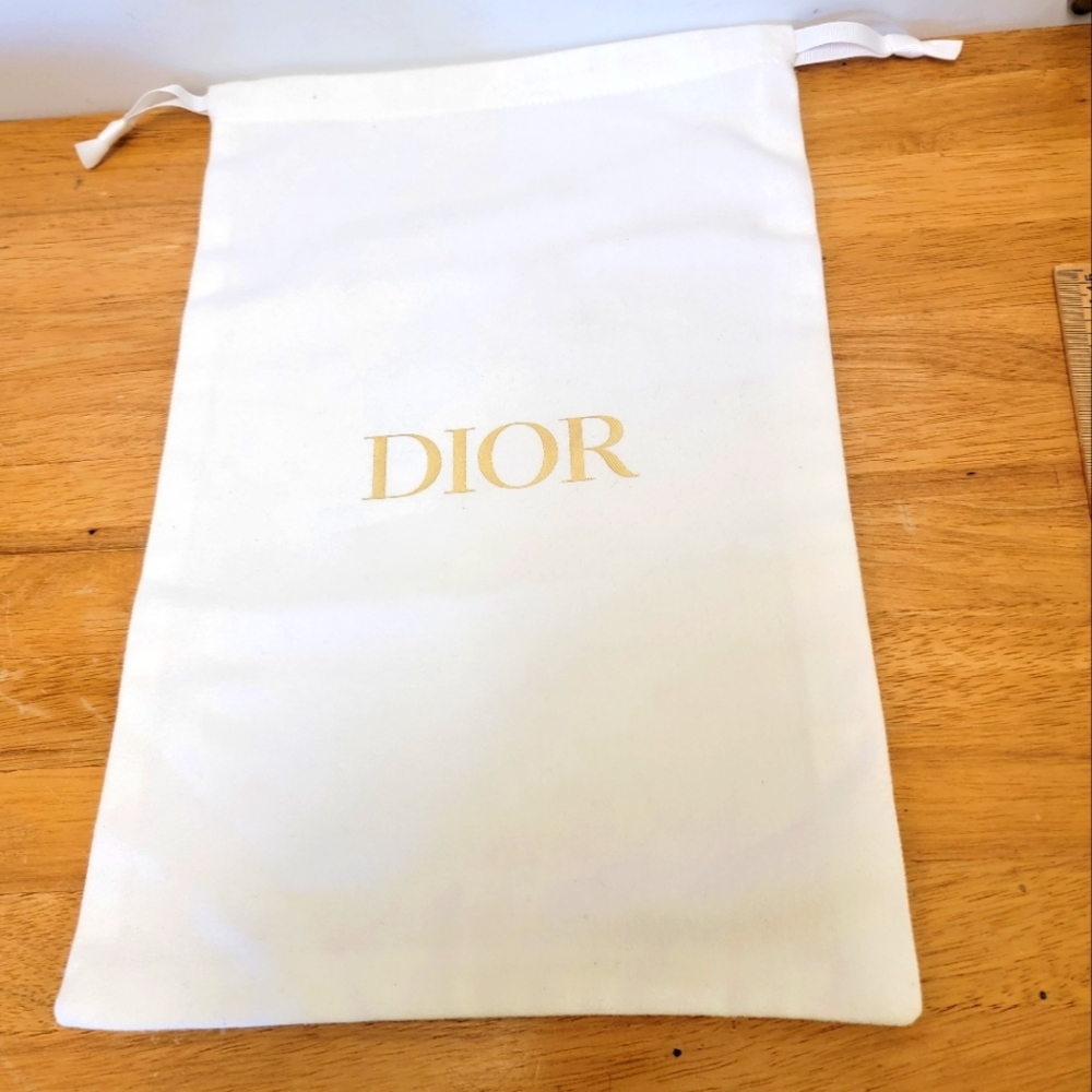 Authentic DIOR 13” x 8.5” White Canvas Cloth Drawstring